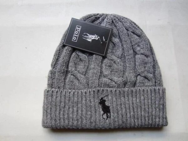 POLO gray knit cap - Classic polo style warmth.