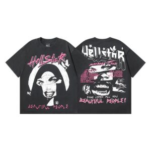 Hellstar American hipster high street washed old vintage print t-shirt