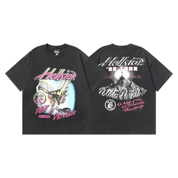 Hellstar American hipster high street washed old vintage print t-shirt