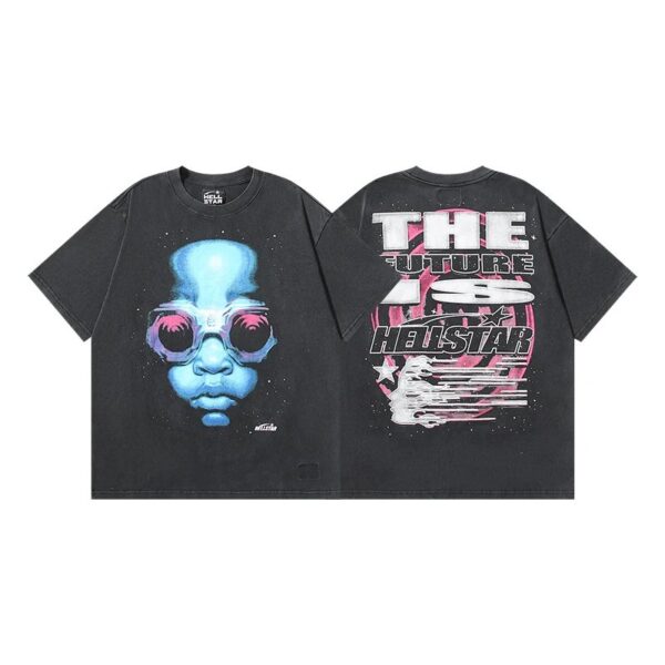 Hellstar American hipster high street washed old vintage print t-shirt