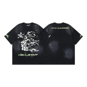 Hellstar American hipster high street washed old vintage print t-shirt