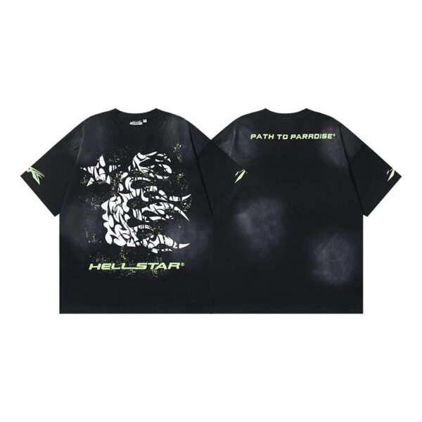 Hellstar American hipster high street washed old vintage print t-shirt