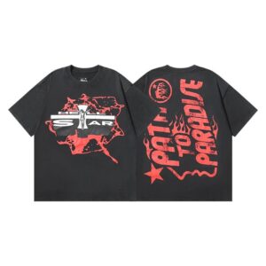 Hellstar American hipster high street washed old vintage print t-shirt