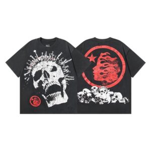 Hellstar American hipster high street washed old vintage print t-shirt