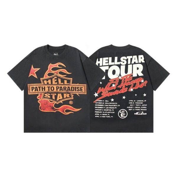 Hellstar American hipster high street washed old vintage print t-shirt