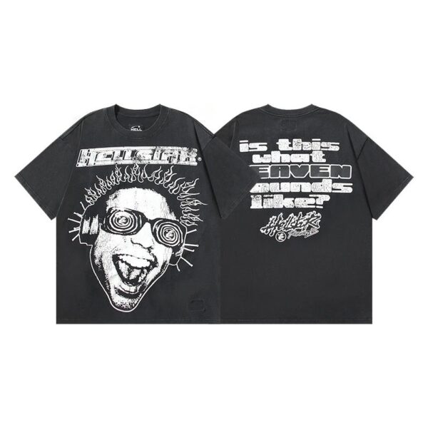 Hellstar American hipster high street washed old vintage print t-shirt