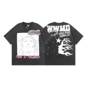 Hellstar American hipster high street washed old vintage print t-shirt