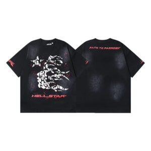 Hellstar American hipster high street washed old vintage print t-shirt