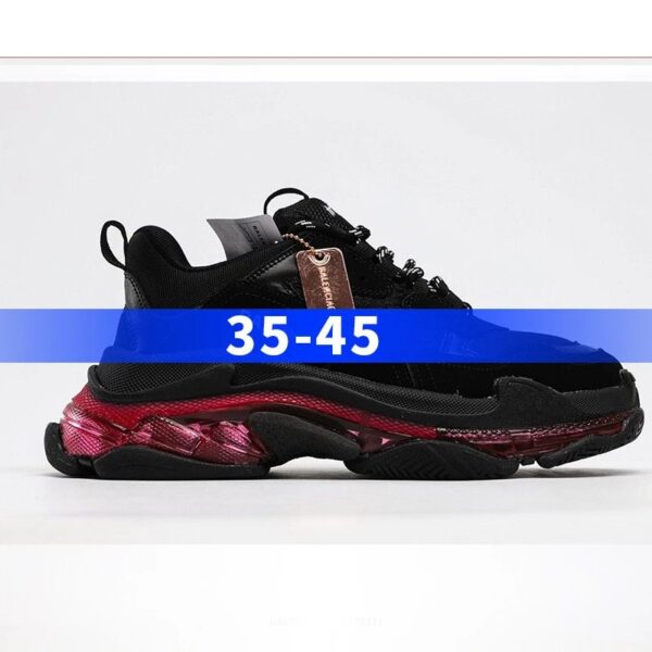 BALENCIAGA 2nd generation ins heightened daddy shoes Black Fuchsia