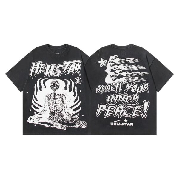 Hellstar American hipster high street washed old vintage print t-shirt