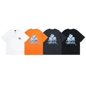 STUSSYSS MELTEDTEE Ice Cube Graphic Printed Crew Neck Men's and Women's Short Sleeve
