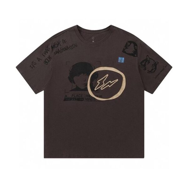 TravisScott Cactus JackXFragmentDesign Collaboration Hiroshi Fujiwara DJ Face Print Short Sleeve Tee - 图片 2