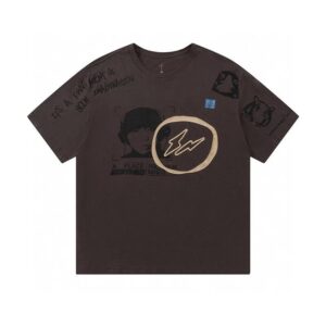 TravisScott Cactus JackXFragmentDesign Collaboration Hiroshi Fujiwara DJ Face Print Short Sleeve Tee