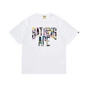 BAPE Multicolor Camouflage Printed Graphic Letter Short Sleeve T-Shirt