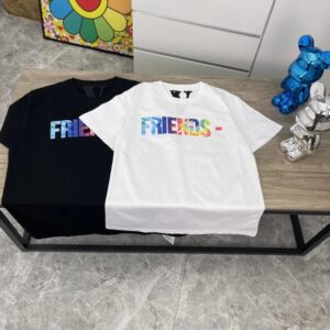 VLONE High-quality rainbow tie-dye big logo short sleeves