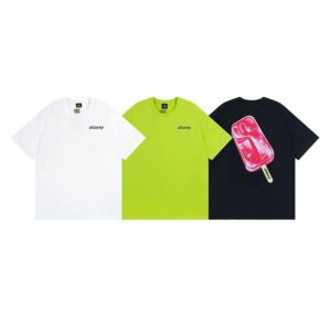 Stussy ice-cream pattern printed short-sleeved T-shirt for men and women