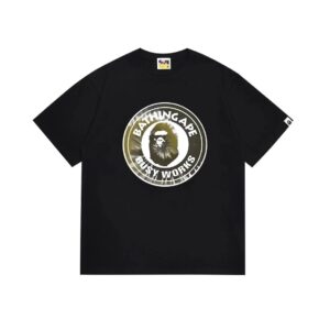 BAPE Tie-Dye Ape Head Letter Round Badge Printed Short Sleeve T-Shirt
