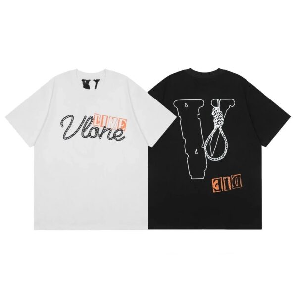 VLONE Reflective Style Stranded Rope Print High Quality Large V Short Sleeve