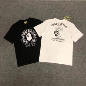 BAPE&Chrome Classic Letter Print Short Sleeve T-Shirt