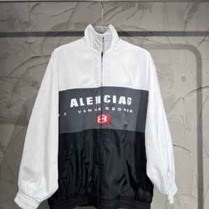 Balenciaga Triple Patchwork Color Red Double Ring Print Patchwork Punch Jacket