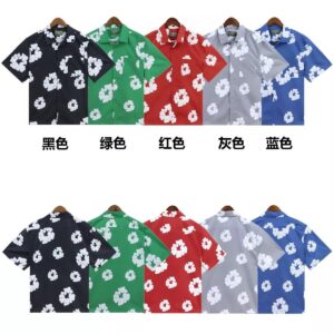DENIM TEARS Loose American Casual Beach Short Sleeve Shirt