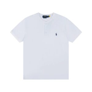 Ralph Lauren Henley Collar Four Color Stand Up Open Chest Short Sleeve T-Shirt