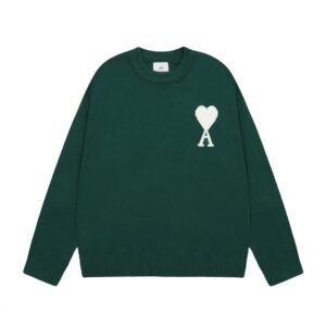 Ami Big Heart Classic Jacquard Sweater