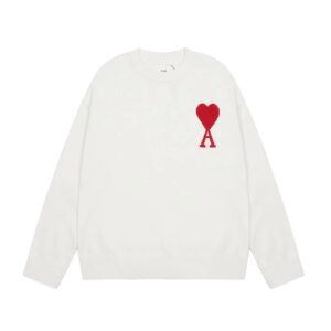 Ami Big Heart Classic Jacquard Sweater