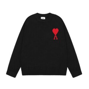 Ami Big Heart Classic Jacquard Sweater