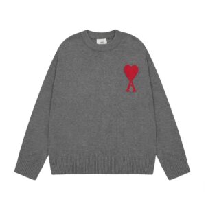 Ami Big Heart Classic Jacquard Sweater