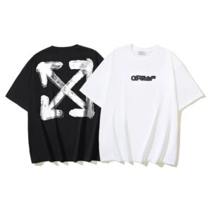 OFF-WHITE cotton t-shirt fuzzy LOGO arrow casual half sleeve