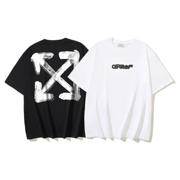 OFF-WHITE cotton t-shirt fuzzy LOGO arrow casual half sleeve