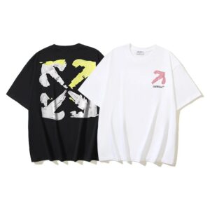 OFF-WHITE graffiti arrow print logo large size loose casual tops