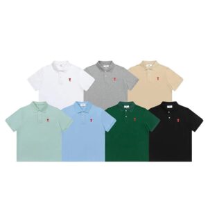 Amila macaron cotton polo shirt heart logo
