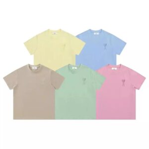 ami macaron cotton T-shirt embroidered heart hidden logo