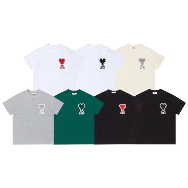 ami macaron cotton T-shirt classic towel embroidery big heart logo