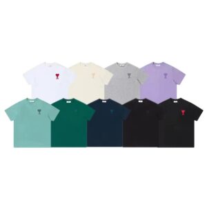 ami macaron cotton T-shirt classic embroidered heart logo