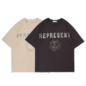 Represent Tee Cotton Tattered Printed Letter Logo