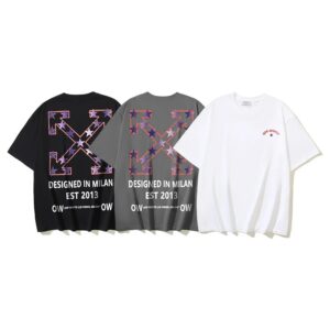 OFF-WHITE cotton t-shirt pentagram arrow DESIGNEDINMILAN printed half-sleeve shirt