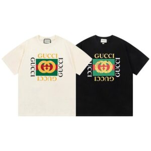 Gucci cotton T-shirt retro double ring print logo