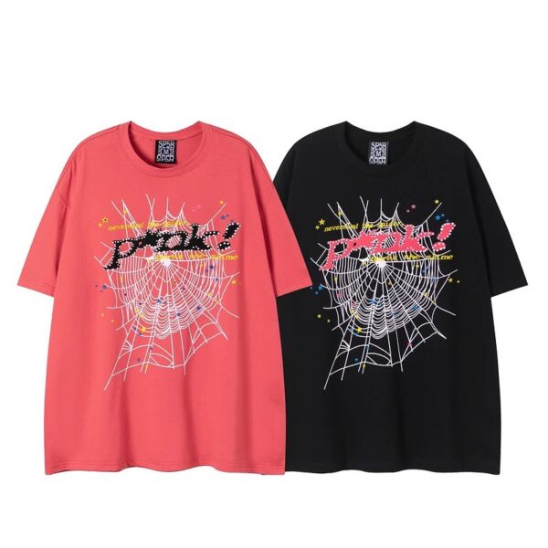 Sp5der cotton short sleeve T-shirt printed spider web logo