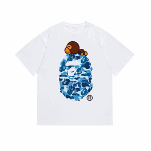 bape Monkey Camouflage Short Sleeve White Blue Camo