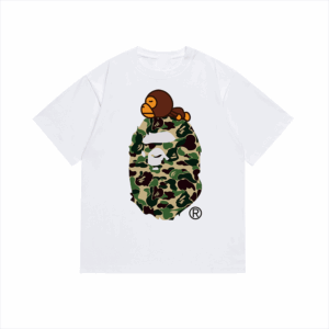 bape Monkey Camouflage Print Short Sleeve