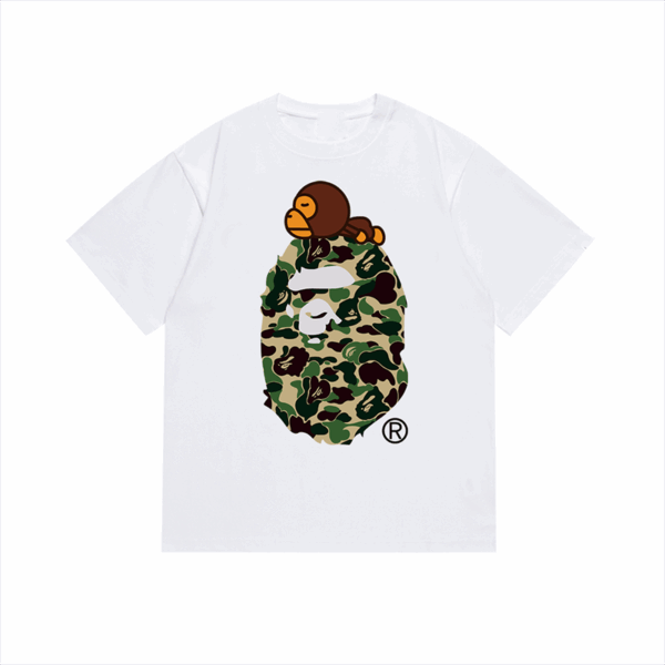 bape Monkey Camouflage Print Short Sleeve