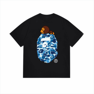 bape Monkey Camouflage Short Sleeve black and blue camouflage