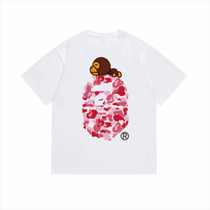 bape Monkey Camouflage Short Sleeve White Pink Camo