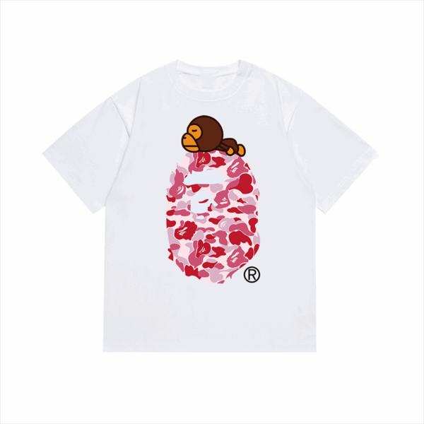 bape Monkey Camouflage Short Sleeve White Pink Camo