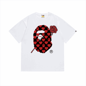 bape Valentine's Day series rose print short sleeve men's