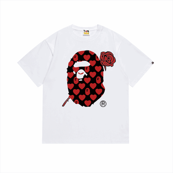 bape Valentine's Day series rose print short sleeve men's