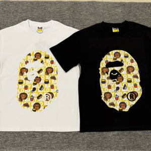 bape big logo print short sleeve couple t-shirt